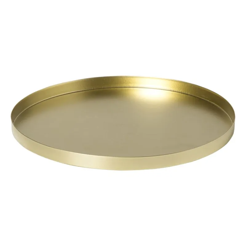 Xenos Kaarsenplateaus-Plateau rond - goud - ø25x1.5 cm