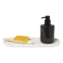 Xenos Badkamer Accessoires|Kaarsenplateaus-Plateau Terrazzo - steen - 2x33.7x12.9 cm