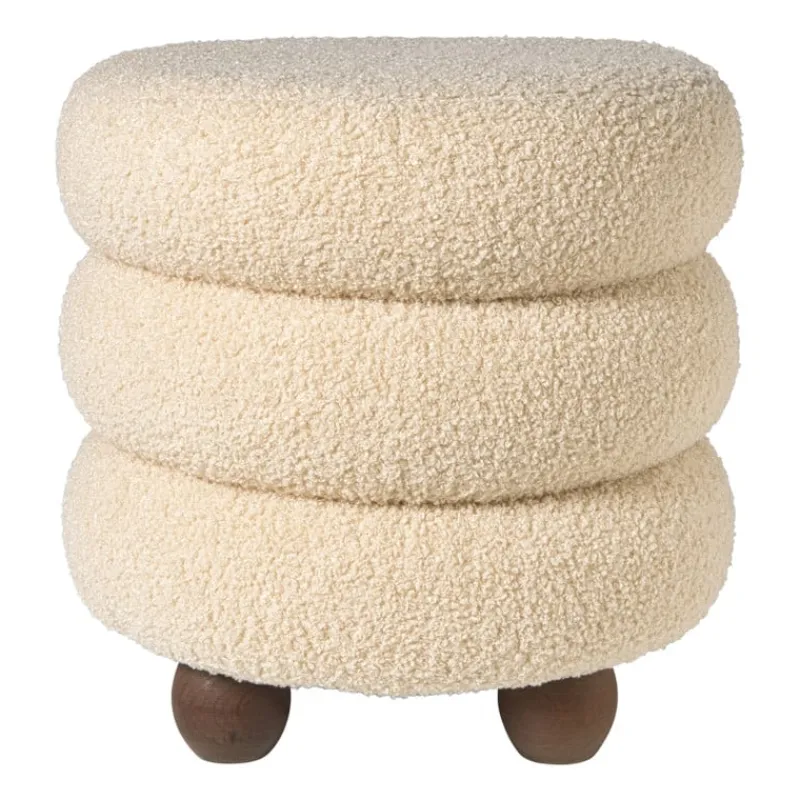 Xenos Poefjes-Poef bubbles - beige - ø38x42 cm