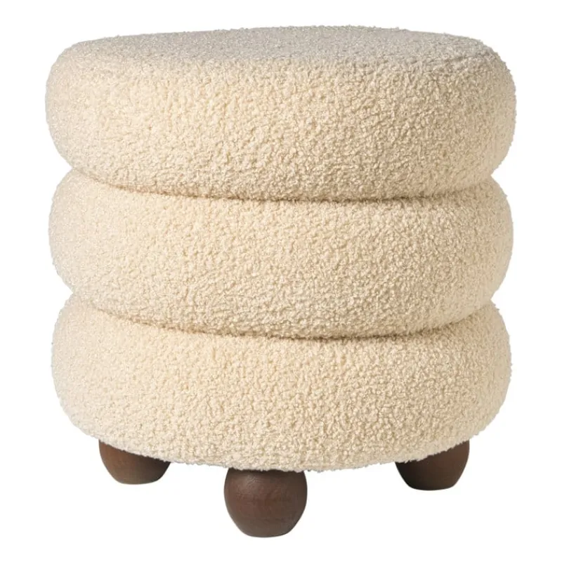 Xenos Poefjes-Poef bubbles - beige - ø38x42 cm