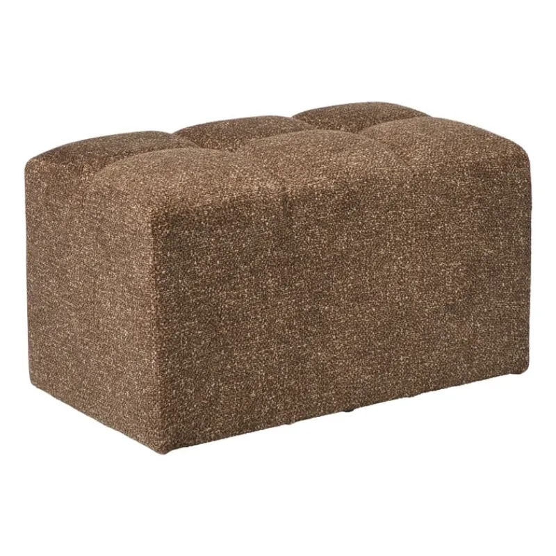 Xenos Poefjes-Poef chenille - bruin - 38x66x38 cm