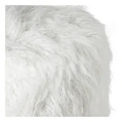 Xenos Poefjes-Poef fluffy - wit - 38x42x42 cm
