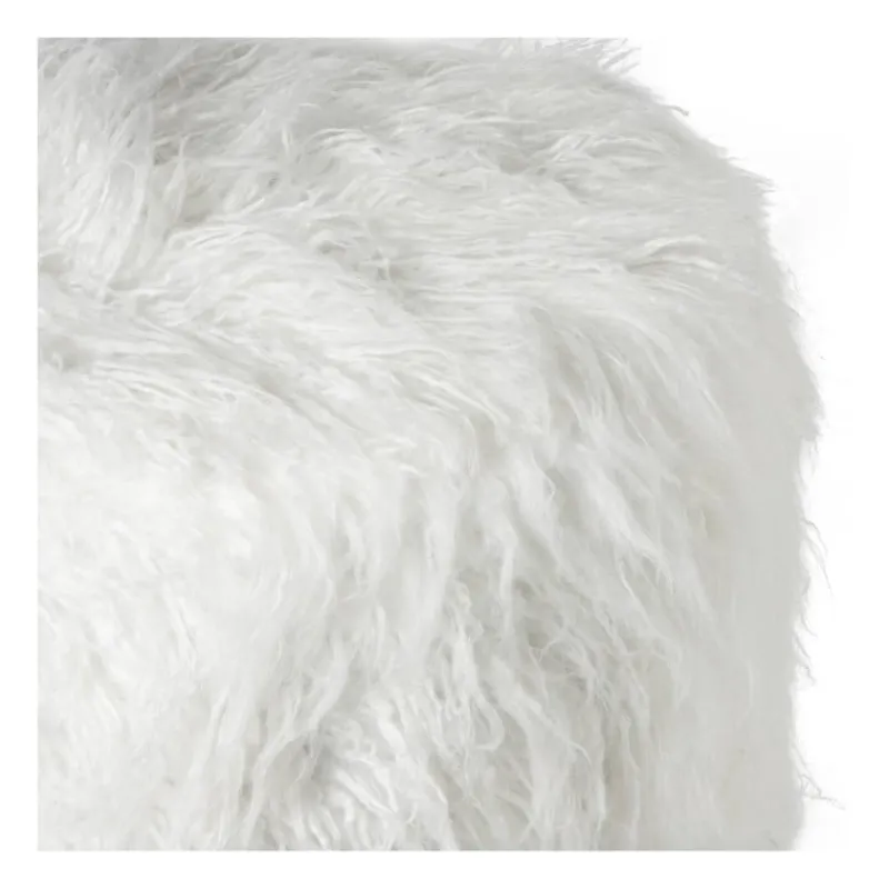 Xenos Poefjes-Poef fluffy - wit - 38x42x42 cm