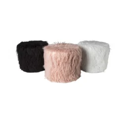 Xenos Poefjes-Poef fluffy - wit - 38x42x42 cm