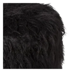 Xenos Poefjes-Poef fluffy - zwart - 38x42x42 cm