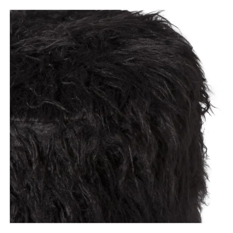 Xenos Poefjes-Poef fluffy - zwart - 38x42x42 cm