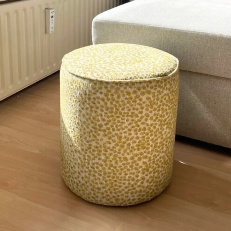 Xenos Poefjes-Poef jacquard - geel - ø35x39 cm