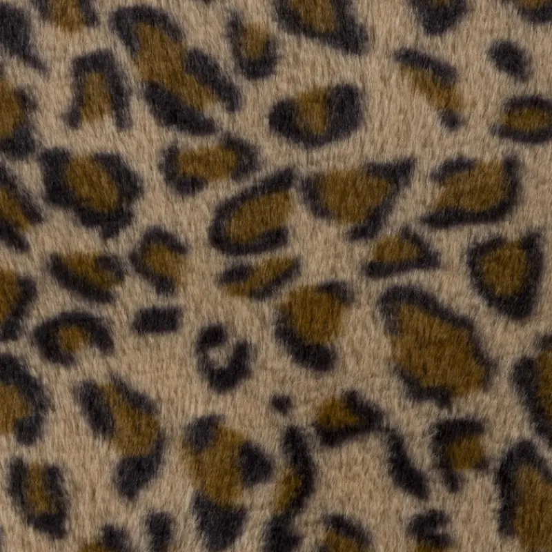 Xenos Poefjes-Poef luipaard - bruin/beige - ø40x29 cm