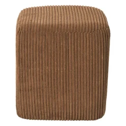 Xenos Poefjes-Poef rib vierkant- bruin - 38x35x35 cm