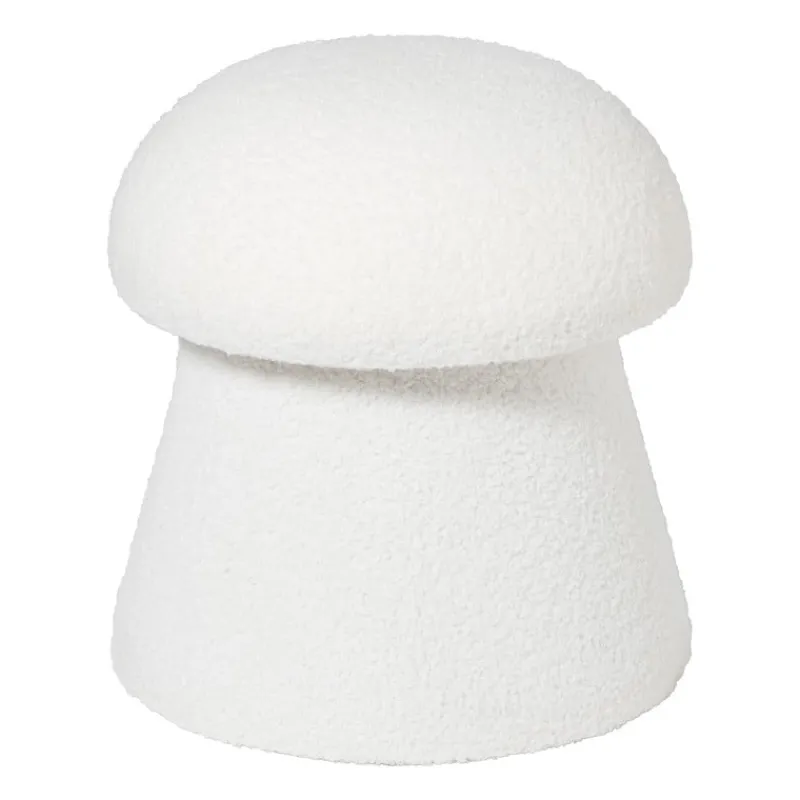 Xenos Poefjes-Poef Teddy Mushroom - wit - ø36x38 cm