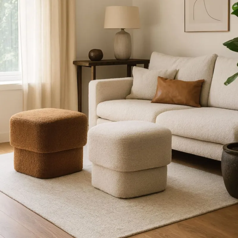 Xenos Poefjes-Poef vilt - beige - 40x40x40 cm