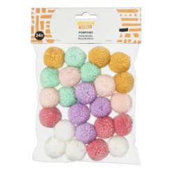 Xenos Knutselspullen-Pompoms mix - 24 stuks - 18x12x3 cm
