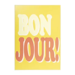 Xenos Posters-Poster bonjour - geel/rood - 70x50 cm