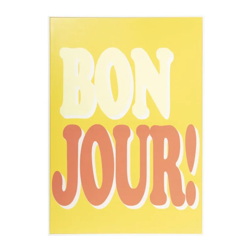Xenos Posters-Poster bonjour - geel/rood - 70x50 cm