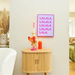 Happy at home by Sanny Posters-Poster met lijst la la la - paars/roze - 40x30 cm -