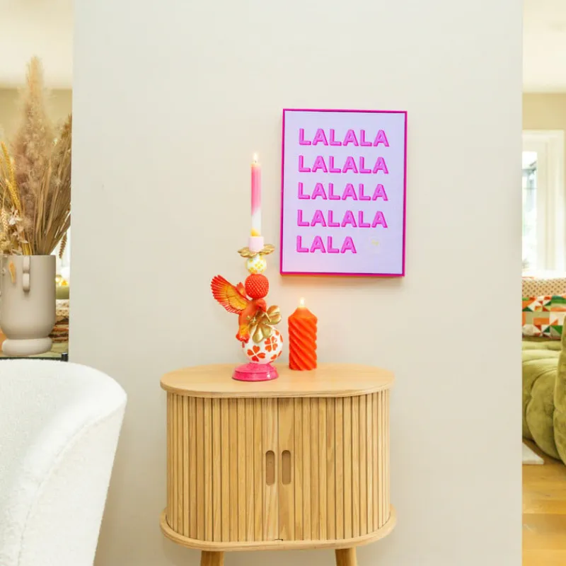 Happy at home by Sanny Posters-Poster met lijst la la la - paars/roze - 40x30 cm -