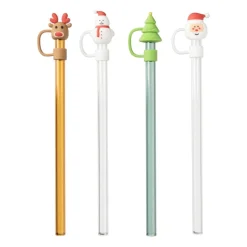 Xenos Rietjes-Rietjes kerst glas - set van 4 - ø1x20 cm