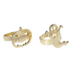 Xenos Verkleedaccessoires-Ring halloween - set van 2 - goudkleurig