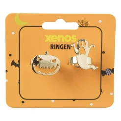 Xenos Verkleedaccessoires-Ring halloween - set van 2 - goudkleurig
