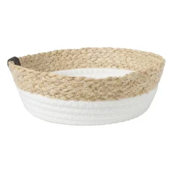 Xenos Manden|Manden-Rond mandje - ø22x7 cm - naturel/wit