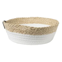 Xenos Manden|Manden-Rond mandje - ø24x8 cm - naturel/wit