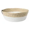 Xenos Manden|Manden-Rond mandje - ø26x9 cm - naturel/wit