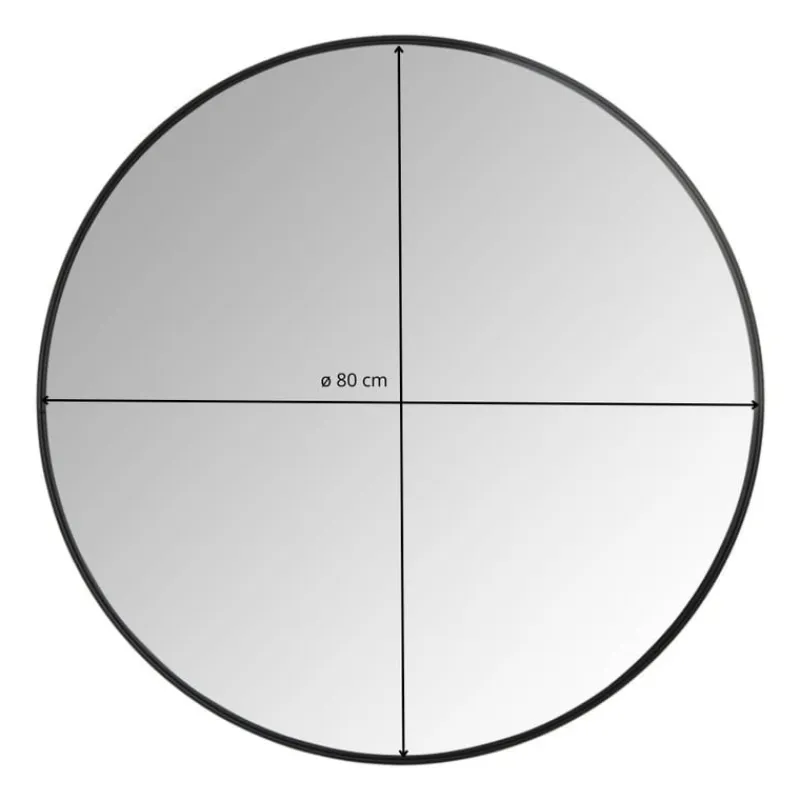 Xenos Kerstcadeaus|Wandspiegels-Ronde spiegel - ø80 cm - metalen lijst