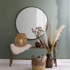 Xenos Kerstcadeaus|Wandspiegels-Ronde spiegel - ø80 cm - metalen lijst
