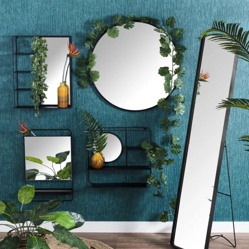Xenos Kerstcadeaus|Wandspiegels-Ronde spiegel - ø80 cm - metalen lijst