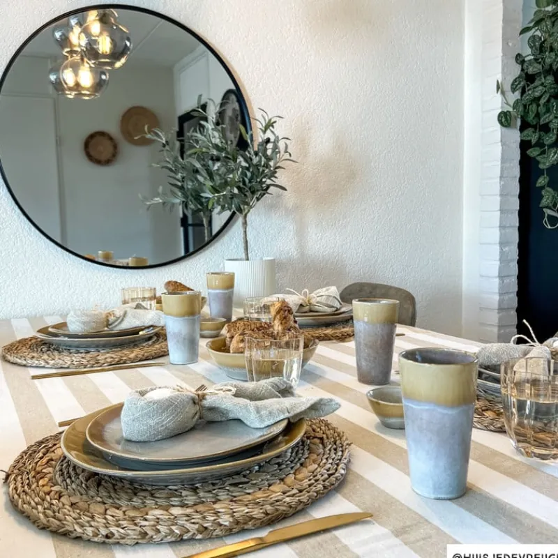 Xenos Kerstcadeaus|Wandspiegels-Ronde spiegel - ø60 cm - metalen lijst