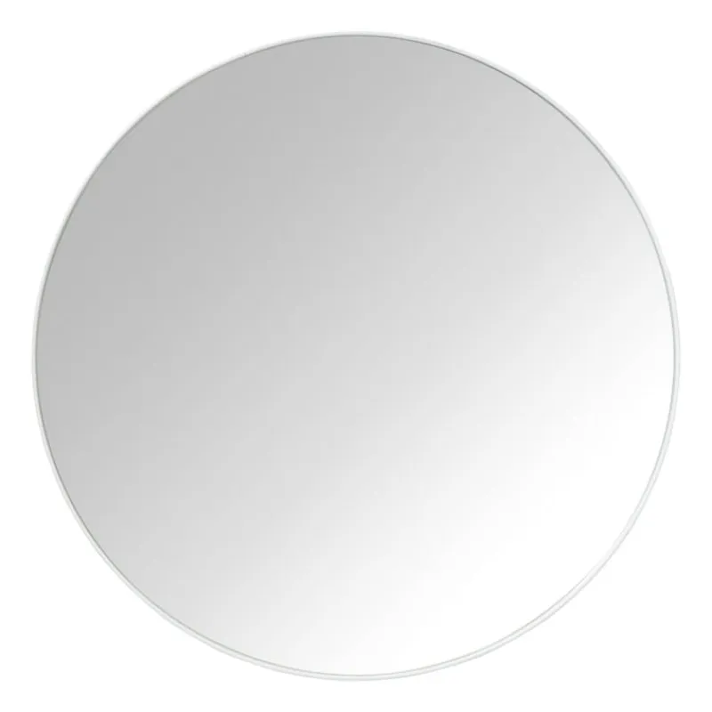 Xenos Wandspiegels-Ronde spiegel met beige lijst - ø70 cm