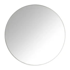 Xenos Wandspiegels-Ronde spiegel met beige lijst - ø70 cm