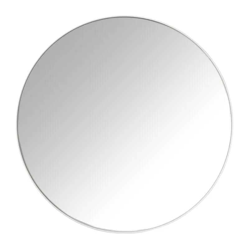 Xenos Wandspiegels-Ronde spiegel met beige lijst - ø70 cm
