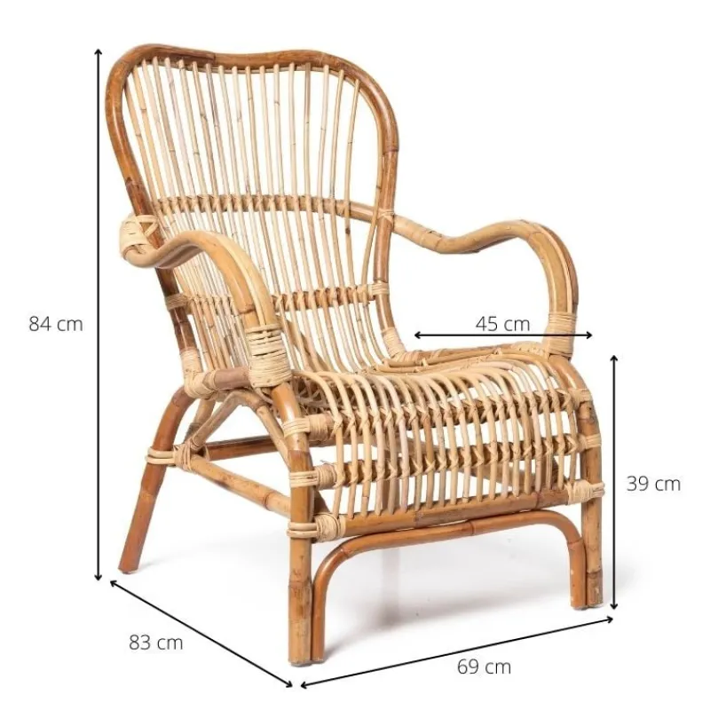 Xenos Fauteuils-Rotan fauteuil Bandung - naturel - 83x69x84 cm