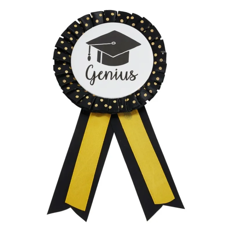 Xenos Verkleedaccessoires-Rozet geslaagd - goud/zwart - 24 cm