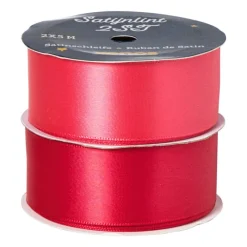 Xenos Kerst Inpakken-Satijnen lint rood/roze - 3x500 cm - set van 2