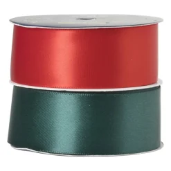 Xenos Kerst Inpakken-Satijnenlint rood/groen - 3x500 cm - set van 2
