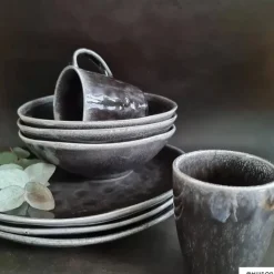 Xenos Schalen-Schaal Toscane - zwart - ø24 cm