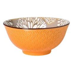 Xenos Tapasservies|Schalen-Schaaltje Alise groot - oranje/groen - ø15.5x7 cm