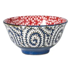 Xenos Tapasservies|Schalen-Schaaltje Amily klein - donkerblauw/rood - ø9x4.6 cm