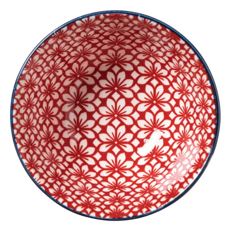 Xenos Tapasservies|Schalen-Schaaltje Amily klein - donkerblauw/rood - ø9x4.6 cm
