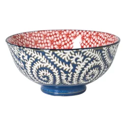 Xenos Tapasservies|Schalen-Schaaltje Amily middel - donkerblauw/rood - ø12x5.8 cm
