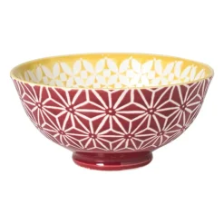 Xenos Tapasservies|Schalen-Schaaltje Aniek middel - bordeauxrood/geel - ø12x5.8 cm