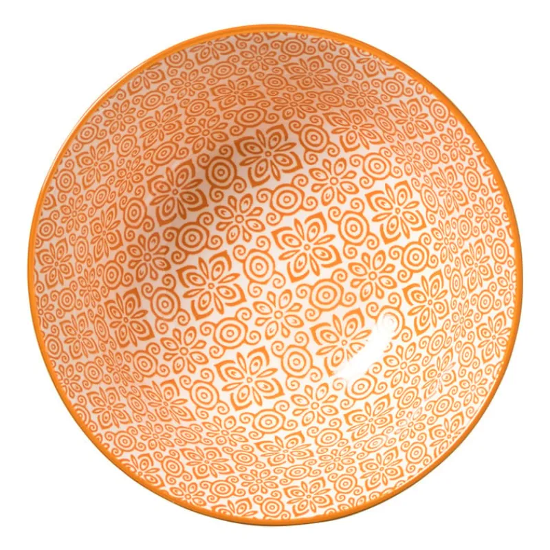 Xenos Tapasservies|Schalen-Schaaltje Anke groot - groen/oranje - ø15.5x7 cm