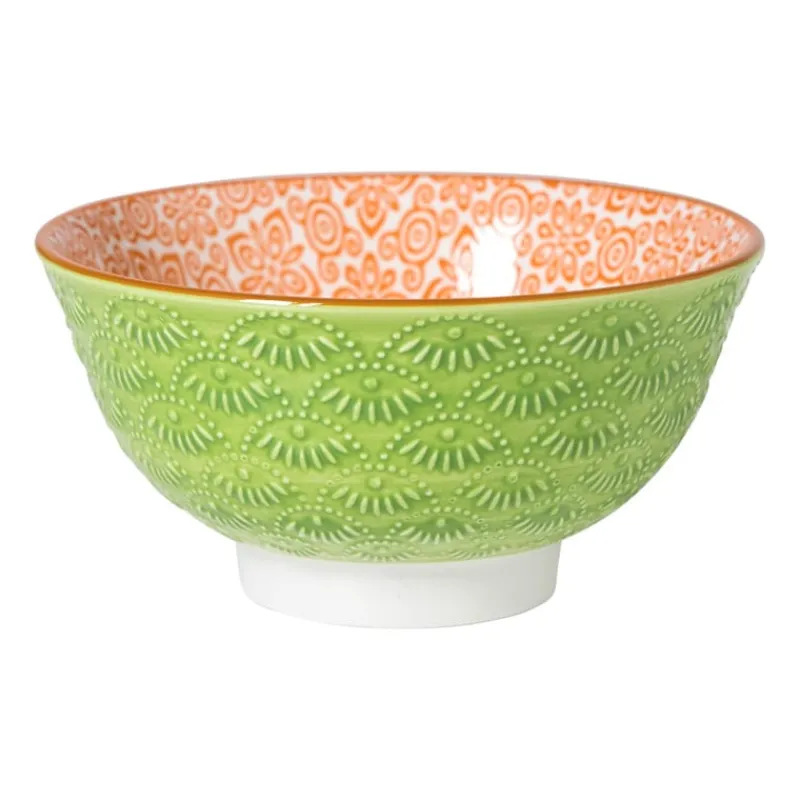 Xenos Tapasservies|Schalen-Schaaltje Anke klein - groen/oranje - ø9x4.6 cm