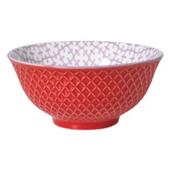Xenos Tapasservies|Schalen-Schaaltje Anna groot - rood/grijs - ø15.5x7 cm