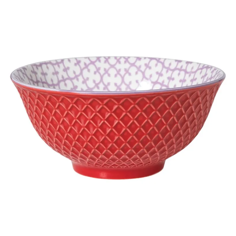 Xenos Tapasservies|Schalen-Schaaltje Anna groot - rood/grijs - ø15.5x7 cm