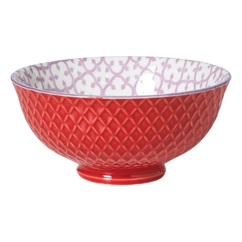 Xenos Tapasservies|Schalen-Schaaltje Anna middel - rood/grijs - ø12x5.8 cm
