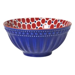 Xenos Tapasservies|Schalen-Schaaltje Anne groot - rood/blauw - ø15.8x7.3 cm
