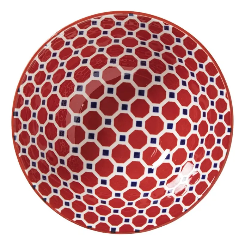 Xenos Tapasservies|Schalen-Schaaltje Anne groot - rood/blauw - ø15.8x7.3 cm
